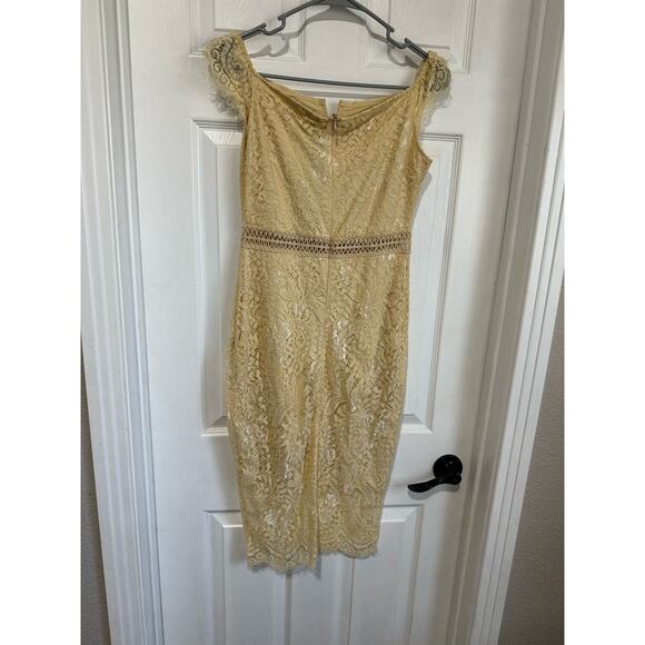 Off Shoulder Lace Bodycon Party Club Midi Dress Small - Picture 6 of 12